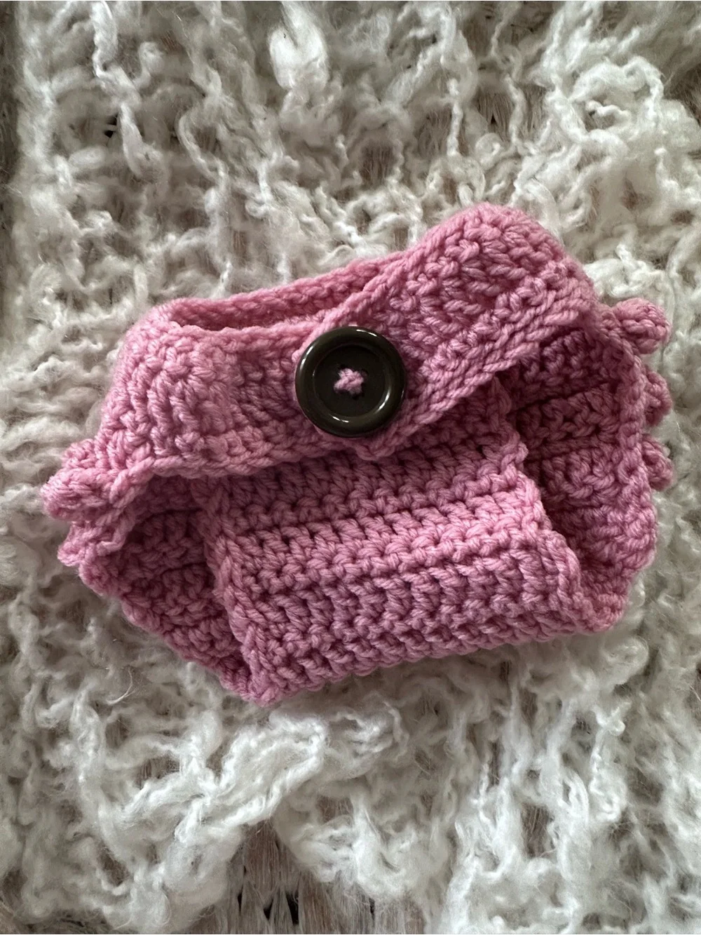 Handmade Pink Crochet Ruffled Baby Diaper Cover